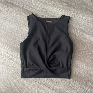 Joah Brown Black Fitted Ruched Tank Top